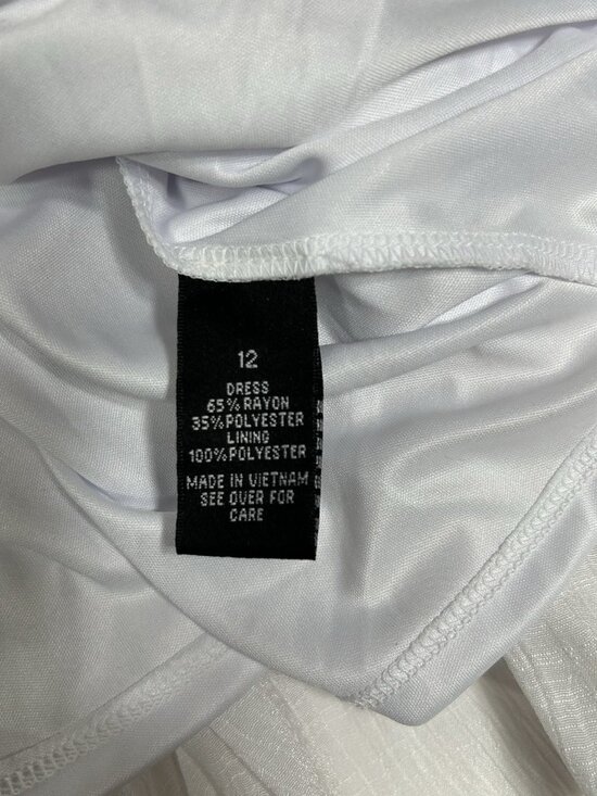 Alyx Dress Embroidered White Butterfly Sleeve Asymetrical Hem Crinkle Belt Sz 12 - Picture 9 of 13